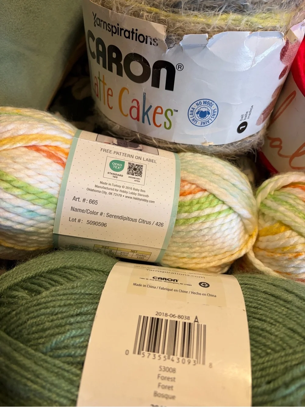 Caron Kindness & Baby Bee Yarn Bundle - Green, Pink, Teal, Multicolor